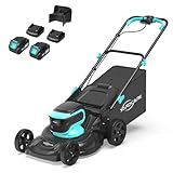 YARDCARE Akku Rasenmäher mit 2x18V 4Ah Akku & Doppel-Ladegerät, Sichelmäher mit 7 Schnitthöhen (25–75 mm), Schnittbreite 41cm, Mulchkeil&45L Grasfangsack, Verstellbarer Griff, LED-Anzeige, bis 675㎡