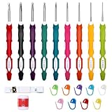 20 Stück Häkelnadel Set, 2,0mm-6,0mm Häkelset für Anfänger mit 9 Maschenmarkierer, Reihenzähler und Weiches Maßband, Häkelnadeln Set mit Bunt Ergonomische Silikongriff für Anfänger, Häkelliebhaber