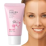 Sonnencreme | SPF50 Sakura Sun Essence | 1,06 Unzen schweißresistenter, feuchtigkeitsspendender Sakura-Sonnenschutz-Sonnenschutz für alle Hauttypen, empfindliche Haut