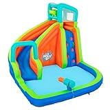 Bestway Mega-Wasserpark Turborutsche, 365 x 320 x 270 cm, Polyester mit PVC-Beschichtung, ab 5 Jahren, Dauergebläse, Rutsche, Kletterwand, Wasserkanone, Poolbereich, Netzwände, Tasche, GS-zertifiziert