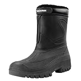 Knixmax Outdoor Winterstiefel Herren Warm Gefütterte Schneestiefel Winterschuhe mit wasserdichtem Obermaterial und rutschfesten Sohlen Geeignet für die Schneesaison im Winter Schwarz EU45