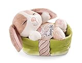 NICI Kuscheltier Hase Cappuccino 12 cm – Stofftier aus weichem Plüsch, niedliches Plüschtier im Körbchen zum Kuscheln und Spielen, für Kinder & Erwachsene, 48709, tolle Geschenkidee