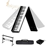 TERENCE E Piano 88 Tasten Keyboardpiano mit Ständer Tragbares Piano Halbgewichtete Tastatur Für Anfänger und Experten geeignet Integrierte Video- und Audioaufnahmefunktion Bluetooth-MIDI-Schnittstelle