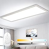 LED Deckenleuchte Panel Dimmbar 120x30cm 40W mit Memory Funktion, 2700K-6500K Deckenlampe Flach Rechteckig mit Fernbedienung, Warm-/Natur-/Kaltweiß Lampe für Büro Küche Garage Werkstatt Keller