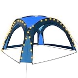 vidaXL Partyzelt mit LED 4 Seitenwänden UV-beständig Solar Garten Pavillon Gartenzelt Festzelt Gartenpavillon Camping 3,6x3,6x2,3m Blau