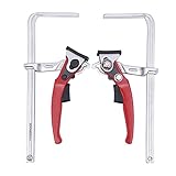 CzyuRachel 2 Stück Hebelzwinge, 40CR, Quick Release, Ganzstahl Tischzwinge mit Hebelgriff, Ergonomischer Griff klemmzwingen mit 200mm Kapazität und 60mm Kehlentiefe, Zum Schleifen, Präzisionsschneiden