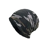 Generisch Camouflage Damen Baggy Herren Ski Winter Häkelmützen Hut Warme Woll-Baseballmützen Weiser Riese Caps (Black, One Size)