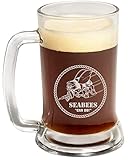 Seabees Bierkrug aus Glas (2er-Set) – Seabees gravierter Glas-Bierkrug – Geschenke für Bierliebhaber – Seabees Geschenk für Ruhestand, Abschluss, Geburtstag – Seabees Home Decor