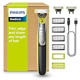 PHILIPS OneBlade 360 Face & Body - elektrischer Rasierer, Trimmer & Bodygroomer, 3x 360 Klingen, 4x Trimmaufsätze (1/2/3/5 mm), 2x Körperaufsätze, Nass- & Trockenrasur für Gesicht & Körper (QP2834/31)