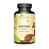 Shiitake Kapseln Vegavero® | Mit 750 mg Shiitakeextrakt pro Einheit | 1500 mg Tagesdosis | 40% Polysaccharide & 30% Beta Glucan | 100% Natürlich & Vegan | Ohne Zusatzstoffe | 120 Stück