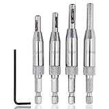 HaoTrade 4 Stück HSS Scharnierbohrer, Selbstzentrierende Scharnierbohrer-Bits, Zentrierbohrer Satz, Center Bohrer Set mit Inbusschlüssel für Holzbearbeitung, Verstellbare Türfensterbohrer