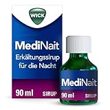 Wick MediNait Erkältungssirup für die Nacht, Spar-Set 2x90ml. Wirkt gegen 6 Erkältungssymptome: Fieber, Kopfschmerzen, Gliederschmerzen, Halsschmerzen, Schnupfen und Reizhusten