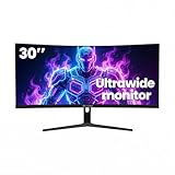 CRUA 30-Zoll-Ultrawide-Curved-Monitor, 21:9 WFHD (2560 x 1080p), VA-Bildschirm, 120% sRGB, 100 Hz, 1500R, FreeSync-Unterstützung, Wandmontage, HDMI/DP-Anschluss – Schwarz