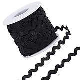 GORGECRAFT 25m Zick Zack Band Rick Rack Trim Ribbon Wave Zackenlitze Nähen Biegen Fransen Trim 5mm Zum Nähgarnituren Wellenförmiges Band S Form Stoff Spitze Nähen Taschen Nähzubehör (Schwarz)