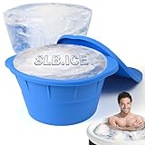 Susukkie Eisblockform für Eisbad mit Deckel, 3,6 kg, wiederverwendbar, Silikon, extra groß, Eiswürfelform für Eisbad, Zubehör, Eiswürfelform, Eisblock-Macher, blau, rund