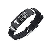 Personalisierte maßgeschneiderte Silikon-Sport-Armband Edelstahl-ID-Platte medizinische Alarm-Armbänder, SOS-Notfall-Sport im Freien tägliches Armband für Unisex, Jugendliche, einstellbar