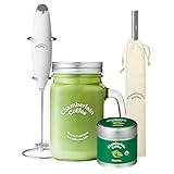 Chamberlain Coffee Matcha-Starter-Set, Grüntee-Matcha-Pulver-Set, zeremonieller Matcha-Tee, Milchaufschäumer, Einmachglas, Edelstahl-Trinkhalme, 30 ml Dose