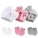 DRESHOW Neugeborenes Baby Mütze Hut und Handschuhe Set Beanie Bekleidung Unisex Infant Hut Kindergarten Mütze Baby Jungen Mädchen 0-6 Monate