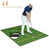 COSTWAY Golf Abschlagmatte, 152 x 117cm Golf Übungsmatte inkl. 2 Gummi-Tees und 2 Ausrichtungsstäbe, Golfmatte mit 6 Abschlagpositionen, für Indoor und Outdoor (152 x 117cm, 27mm)