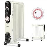 Maxee 2500W Oil Radiator, Electric Heater with 13 Ribs, 24-Hour Timer Energy Saving, 3 Leistungsstufen (1500/2000/2500W) Temperaturregelung, Überhitzungsschutz, Geräuschlose Heizung für Innenräume