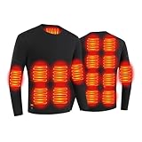 BaoTom Beheizbare Thermounterwäsche Herren Funktionsunterwäsche Set USB Beheizte Thermowäsche Winter Innenfleece Lange Warm ​Heizung Unterwäsche mit 28 Zonen Beheizt(Top-Black,XL)