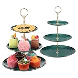 TsunNee 2 Stück 3-stöckiger Kuchenständer Cupcake-Halter, Dessertteller Kuchen Obst Kekse Süßigkeiten Display Turm Servierplatte, Gebäck gestuftes Serviertablett für Hochzeit Geburtstag Babyparty