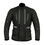 Texpeed Motorradjacke herren mit protektoren - Motorrad Biker Wasserdicht Jacke Mit Rüstung (EN 1621-1) Schwarz - 8XL