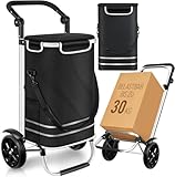 Dimono® Einkaufstrolley Klappbarer 3 in1 Trolley zum Einkaufen; 56 Liter inkl. Kühlfach; Transportwagen Shopping-Trolley Einkaufswagen Einkaufstasche (Schwarz)