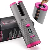 Automatisch Lockenstab Kabelloser Locken Lockenwickler, 6 Temperatureinstellungen und LCD Temperaturanzeige für Wellen Locken mit Eingebautem Akku und USB Aufladen, Tragbare für Weltweite Reisen…