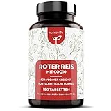 Fermentierter Roter Reis 617mg - 180 Vegane Tabletten - Cholesterin Senken - Hochdosiert mit 2,9 mg Monacolin K und 30 mg CoQ10 pro Tablette - Laborgeprüft - Roter Reis Kapseln Alternative - Nutravita