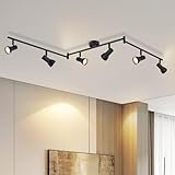 Deboola Deckenstrahler 6 Flammig Deckenlampe Wohnzimmer - Schwarz Deckenleuchte Modern Design Innen Strahler Metall GU10 Deckenspots 350°Schwenkbar Spots für Schlafzimmer Flur Küche(Ohne Leuchtmittel)