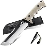 SMITH CHU Outdoor Messer D2 Stahl Survival Messer mit Scheide Full Tang Messer Feststehende Klinge Scharfes Bushcraft Messer Geschenk für Männer