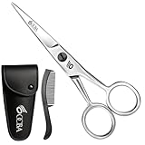 OCBA Bartschere professionelle Schnurrbartschere Ohren- und Nasenhaarschneideschere aus Edelstahl sichere Verwendung für Augenbrauen (Silver)