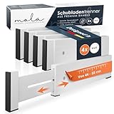 Mola Premium Schubladentrenner Weiß 4er Set Groß (44-55cm) I Bambus Schubladentrenner verstellbar mit optimalem Halt dank 5x Anti-Rutsch Pads I Schubladen Trenner Holz Weiß Abtrennung Schublade