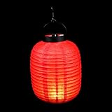 ULTECHNOVO Japanische Faltbare Papierlaterne mit LED Licht Umweltfreundlich 15cm Ø X 29cm Party und Festdekoration Hängende Laterne im Japanischen Stil