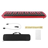 Melodica mit 37 Tasten, Blasmusikinstrument, Luftklaviertastatur, Melodica mit Tragetasche, Blasrohr, Mundstück, Geeignet für Anfänger, Kinder und Melodica-Liebhaber (Rot)