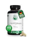 L-Tryptophan - Hochdosiert: 700 mg je Kapsel - Aus pflanzlicher Fermentation - 6 Monate Vorrat (180 Kapseln) - Apothekenqualität - Green Naturals®