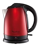 Moulinex Subito Wasserkocher, Edelstahl, 1,7 Liter Fassungsvermögen, Abnehmbarer Kalkfilter, Klappdeckel, Weinrot, BY530530