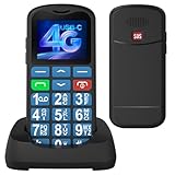 4G Seniorenhandy, entsperrt mit großen Tasten, hohe Lautstärke, Akku 1000 mAh, SOS-Taste, Ladestation, Wecker, USB C, FM-Radio, 4G Handy für ältere Menschen, blau