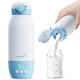 Flaschenwärmer baby unterwegs GROWNSY Tragbarer fläschchenwärmer für travel Schnellheizender mobiler Babyflaschenwärmer mit 10000mAh Akku 600ml Kapazität und Präzise Temperaturkontrolle