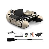 FANTASK Aufbelasbares Schlauchboot, Fischerboot mit Pumpe, Paddel, Gurte, Bellyboat Paddelboot für Erwachsene, 150 kg Belastbar (Beige)