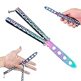 ZoeTekway Schmetterlings-Trainer, Regenbogen-Schmetterlings-Übungsmesser mit ungeschärfter Klinge, sichere, Nicht scharfe Klinge für Handbewegungen von Anfängern, Übungs-Flip-Fähigkeiten