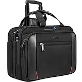 EMPSIGN Bussiness Trolley Laptoptasche mit Rollen, Rolling Laptop Case mit Rädern Bis zu 17,3 Zoll Laptop wasserdichte Aktentasche für Geschäft/Pendeln/Reisen/Schule-Schwarz