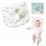 Yeelan Babykissen, 3D Gedächtnisschaum Kinderkopfkissen Gegen Plattkopf, 100% Baumwolle Babykopfkissen für 0-12 Monate Neugeborene, Orthopädisches Lagerungskopfkissen für Kinderwagen, Autositze