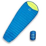 Tourbold Schlafsack Tourbeutel Daune ultraleicht Sommer Komfort Schnitt 550 g Daune kleines Packmaß koppelbar PFC frei Mumienschlafsack Hüttenschlafsack Outdoor Camping Wandern (Reißverschluss rechts)