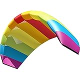 HQ Lenkmatte Lenkdrachen Kick 180 Single Skin Kite Vierleiner Matte ohne geschlossene Luftkammern Drachen für Kinder und Erwachsene 180x63cm inkl. 50kp Dyneemaschnüren 4x20m auf Quadgriffe ab 10 Jahre
