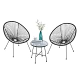 Juskys Balkonmöbel Set Ostana 3-teilig - Tisch & 2 Sessel -...