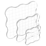 3 Stück Stempelblock Set, 5/7,5/10cm Clear Stamp Block mit Raster Acrylblock für Silikonstempel Weihnachten Hochzeit Briefe Karten Scrapbooking Fotoalbum