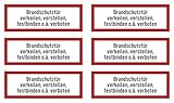 Aufkleber: 52x148 mm, 6 Stück - Brandschutztür verkeilen, verstellen, festbinden o.ä. verboten - Brandschutzzeichen - Hinweisschild auf Brandschutzeinrichtung und Einsatzhinweise - DIN 4066 - D1