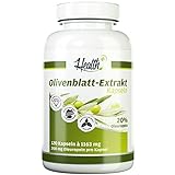 HEALTH+ Olivenblattextrakt - 120 Kapseln mit 200 mg Oleuropein, reines und natürliches, Antioxidants, vegane Olivenblatt-Extrakt Kapseln - Made in Germany